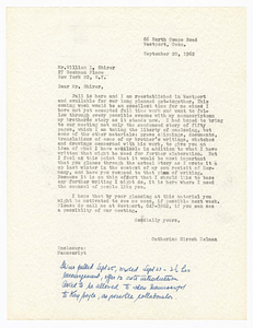 Correspondence between Catherine Hirsch and William Shirer, January 1962-October 1967