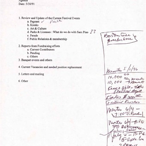 Agenda from Puerto Rican Festival meeting on May 30, 1991