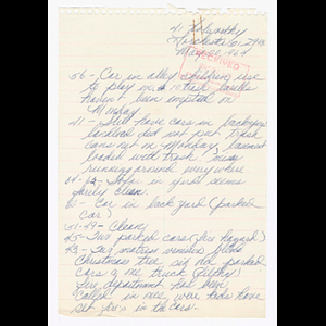 Handwritten property report by Virginia Robinson