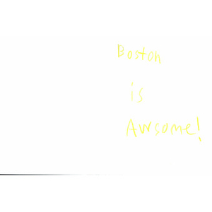 "Boston is Awesome" card from a California student