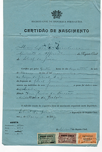 Aurelia Affonseca Birth Certificate