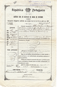 Olga Bettencourt Passport and Baptismal Record