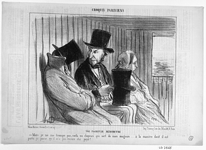 Une FACHEUSE RENCONTRE. - Mais, je ne me trompe pas, voilà un chapeau qui sort de mon magasin... à la manière dont il est porté, je parie qu'il n'a pas encore été payé!