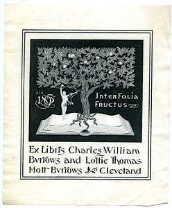 Ex libris Charles William Burrows and Lottie Thomas Mott Burrows