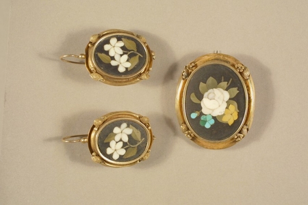 Florentine Mosaic Brooch and Earrings