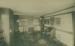 Postcard of an unidentified Shaker House interior, Harvard, Mass., undated