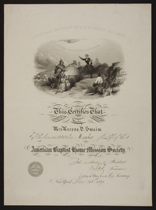 American Baptist Home Mission Society membership certificate, 1891