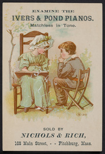 Trade card for the Ivers & Pond Pianos, location unknown, undated