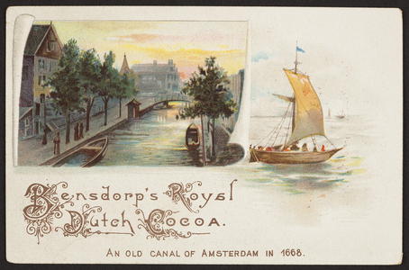 Trade card for Bensdorp's Royal Dutch Cocoa, Steph. L. Bartlett, importer, Boston, Mass., undated