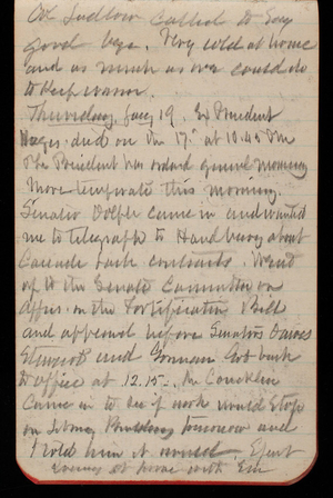 Thomas Lincoln Casey Notebook, December 1892-February 1893, 48, Col Ludlow called to say