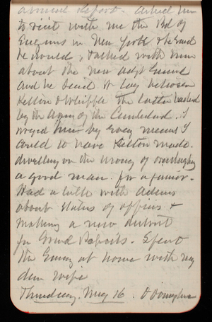 Thomas Lincoln Casey Notebook, April 1888-May 1889, 78, annual Report asked him