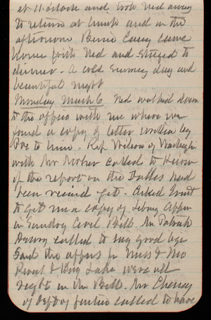 Thomas Lincoln Casey Notebook, February 1893-May 1893, 18, at 11 o'clock and took Ned away