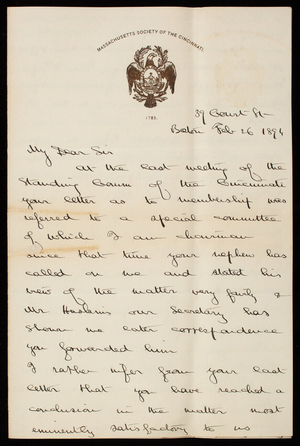 Winslow Warren to Thomas Lincoln Casey, February 26, 1894