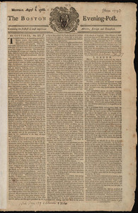 The Boston Evening-Post, 8 August 1768