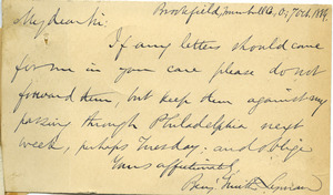 Letter from Benjamin Smith Lyman to J. P. Lesley