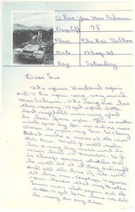 Letter from Ronald Wayne Schrum to Carolyn Ann Schrum