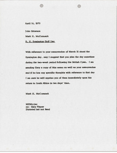 Memorandum from Mark H. McCormack to John Grierson