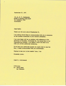 Letter from Mark H. McCormack to Keith Mackenzie