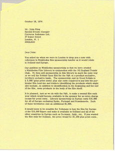Letter from Mark H. McCormack to John King