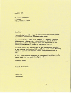 Letter from Mark H. McCormack to F. G. McClintock