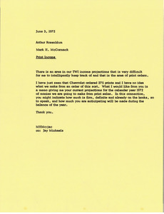 Memorandum from Mark H. McCormack to Arthur Rosenblum