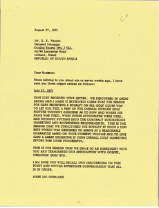 Letter from Mark H. McCormack to E. E. Fannin