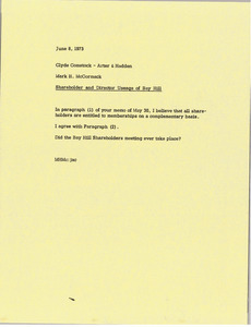 Memorandum from Mark H. McCormack to Clyde Comstock