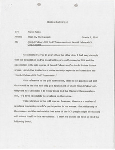 Memorandum from Mark H. McCormack to Aaron Rubin