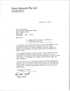 Letter from Lynton Taylor to Mark H. McCormack