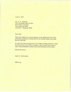 Letter from Mark H. McCormack to B. E. Bidwell