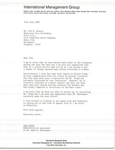 Letter from Judy Stott to Sid R. Peters