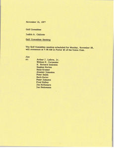 Memorandum from Judy A. Chilcote to golf committee