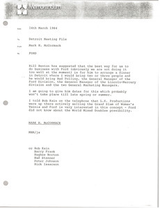 Memorandum from Mark H. McCormack to Detroit file