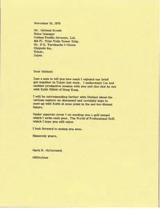 Letter from Mark H. McCormack to Michael Hewitt