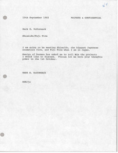 Memorandum from Mark H. McCormack to unknown correspondent