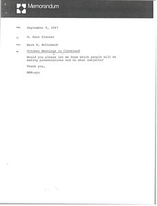 Memorandum from Mark H. McCormack to H. Kent Stanner