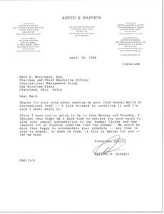 Letter from Calton B. Schnell to Mark H. McCormack