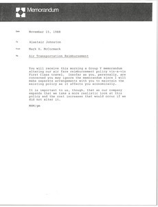 Memorandum from Mark H. McCormack to Alastair J. Johnston