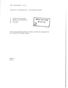 Fax from Mark H. McCormack to Glenn Blackburn