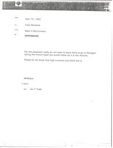 Memorandum from Mark H. McCormack to Colin MacLaine