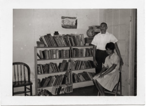 Unidentified civil rights workers in the library of Freedom House