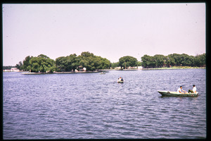 View of small boats on a lake, possibly in Jinan