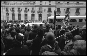 Anti-Vietnam War protesters marching down Pennsylvania Avenue during the Counter-inaugural demonstrations, 1969