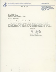 Letter from Samuel J. Keith to Judi Chamberlin