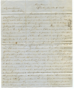 Letter from John Pease to Samuel Boyd Tobey