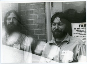 Nuclear Freeze rally at the Edwards Church: half-length portrait of Michael Resch (left) and Scott Girard