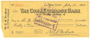 Check from W. E. B. Du Bois to A. G. Dill