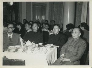 Guo Moruo with three unidentified Chinese officials