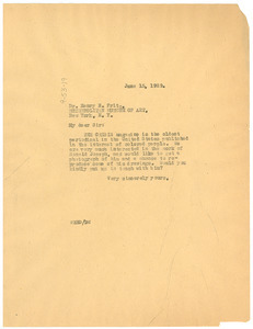 Letter from W. E. B. Du Bois to Dr. Henry E. Fritz