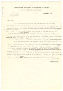 Letter from Conference of Negro Land Grant Colleges to unidentified recipient